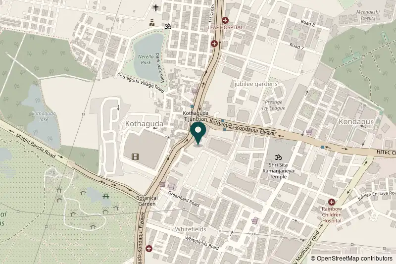 Map of Kondapur with the studio pinned off Botanical Garden Road.